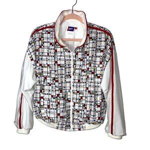 Tail Vintage Womens Bomber Track Jacket Size Small Geometric Multicolor Zipper